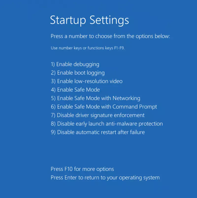STartup Settings